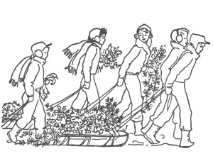 Melendy children with Christmas greens