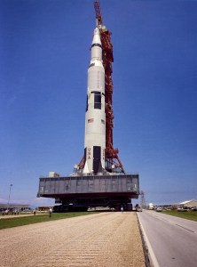 Saturn V-Apollo on transporter