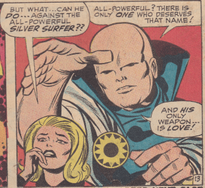Sue Storm and the Watcher, comic panel