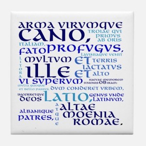 Arma virumque cano, blue tile coaster