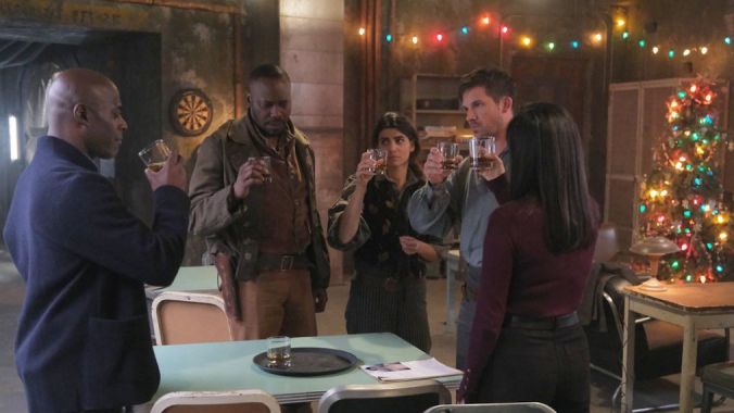Timeless finale scene with Christmas lights