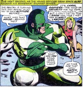 Comics scene, Mar-Vell & distressed Carol